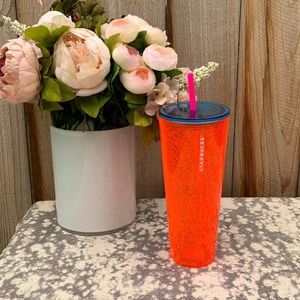 Fluorescent orange Starbucks tumbler 24 oz NEW